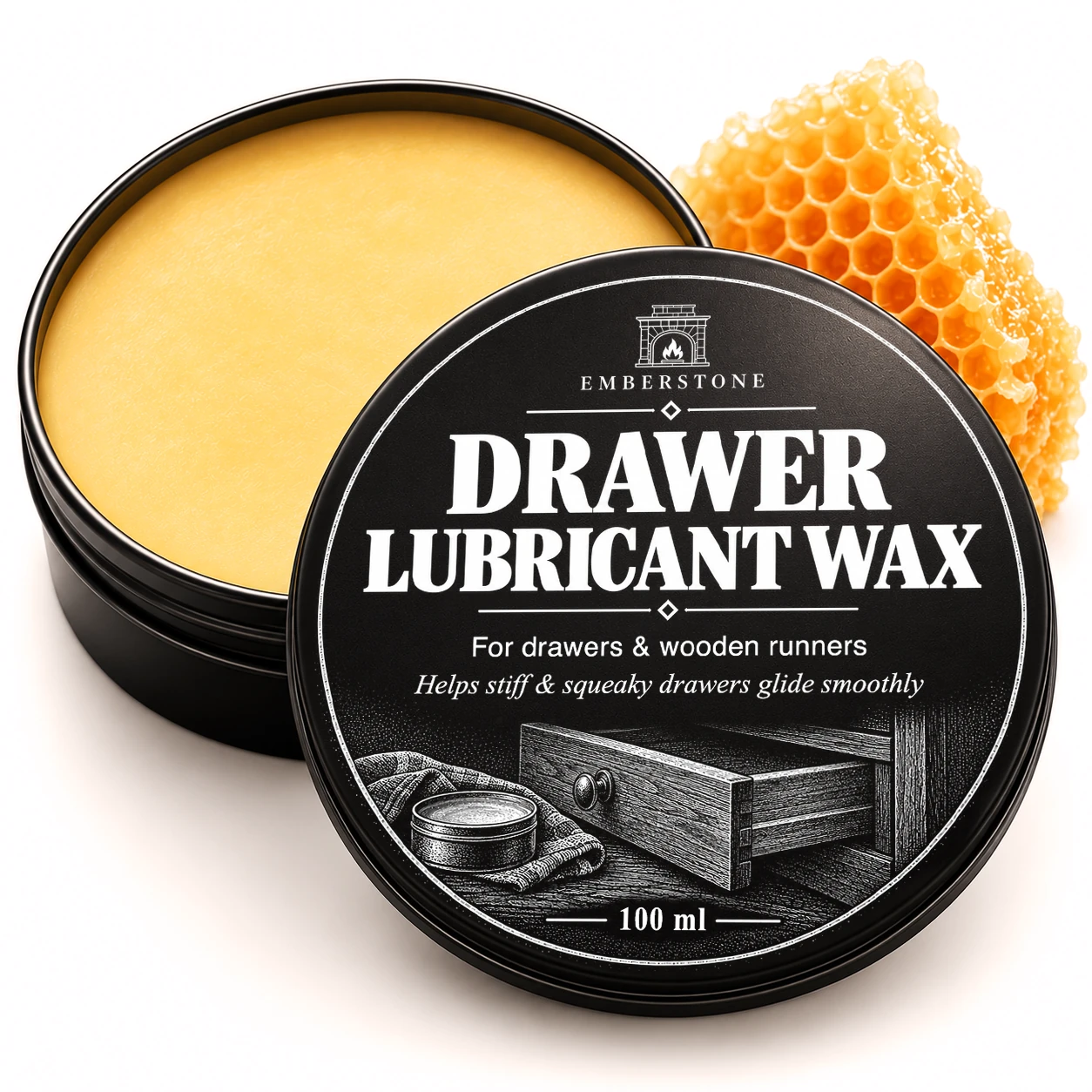 Emberstone Drawer Lubricant Wax, 100ml tin