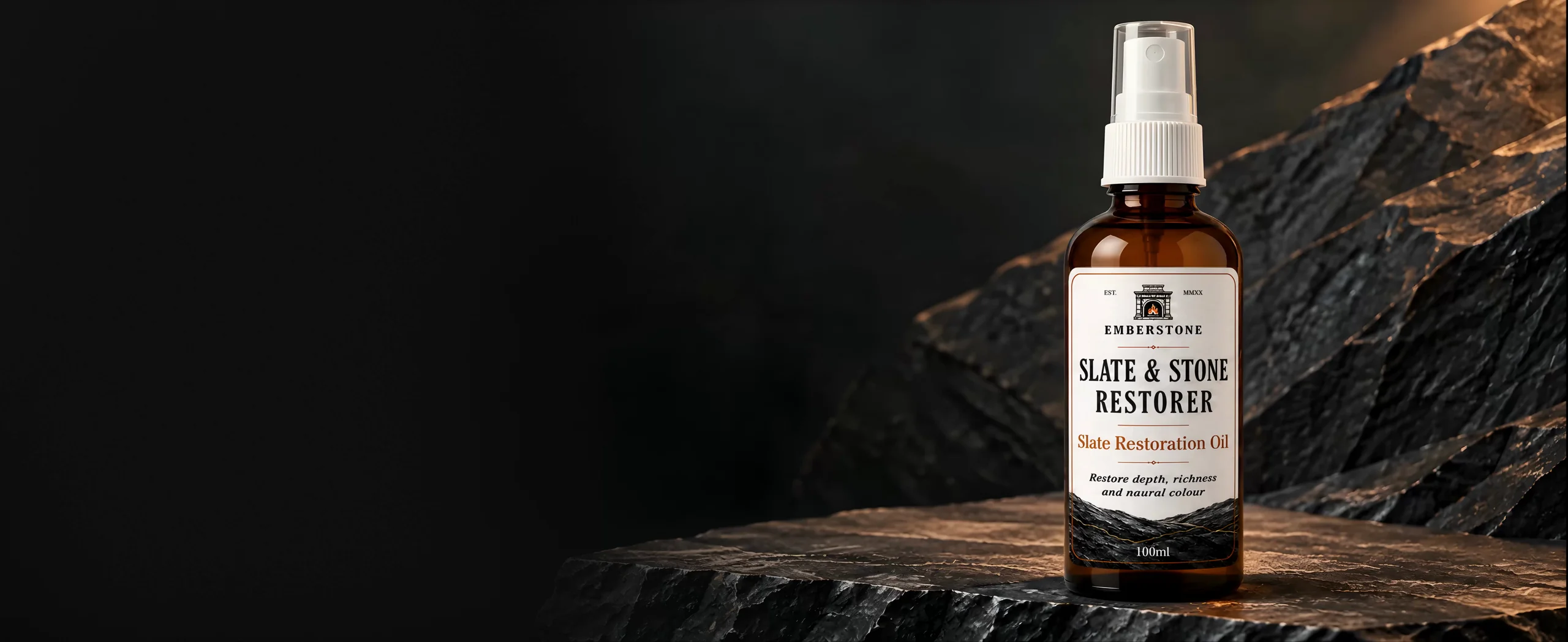 Emberstone Slate Restoration Oil on richly textured dark slate