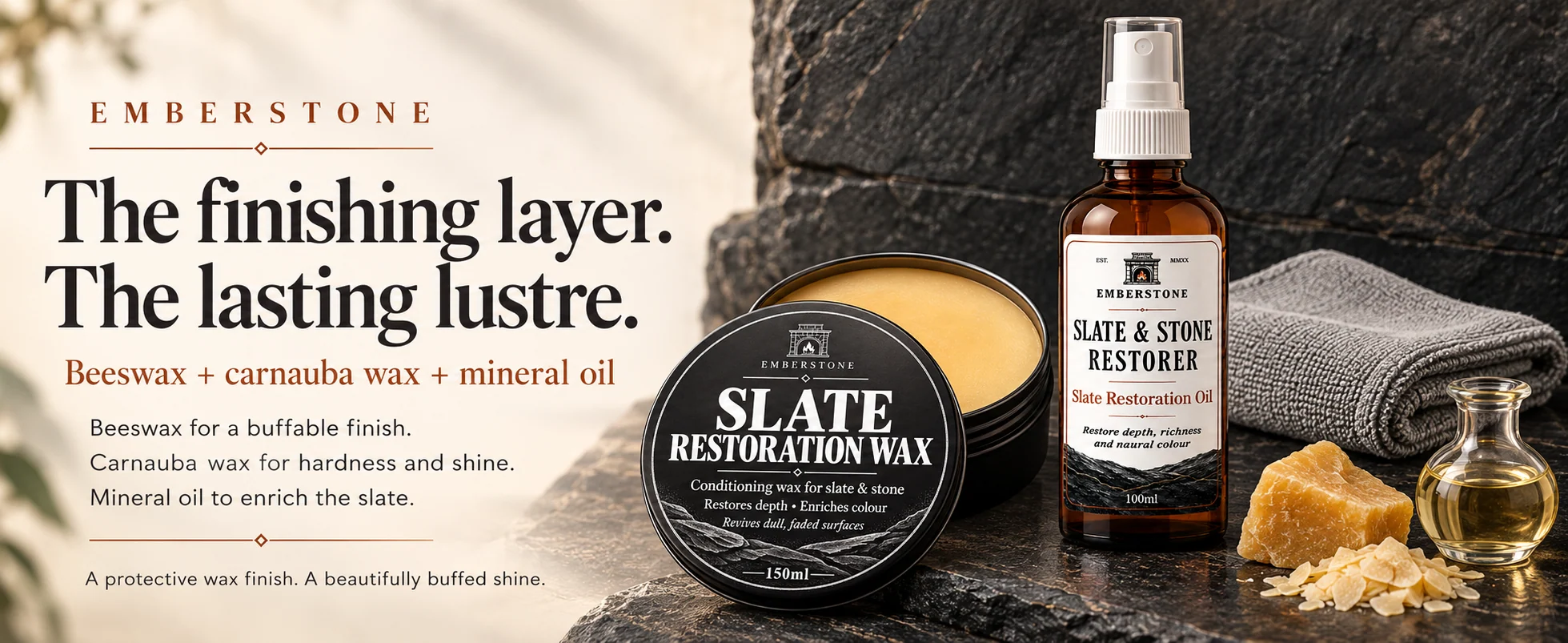 Complete Slate Care Kit — wax finish