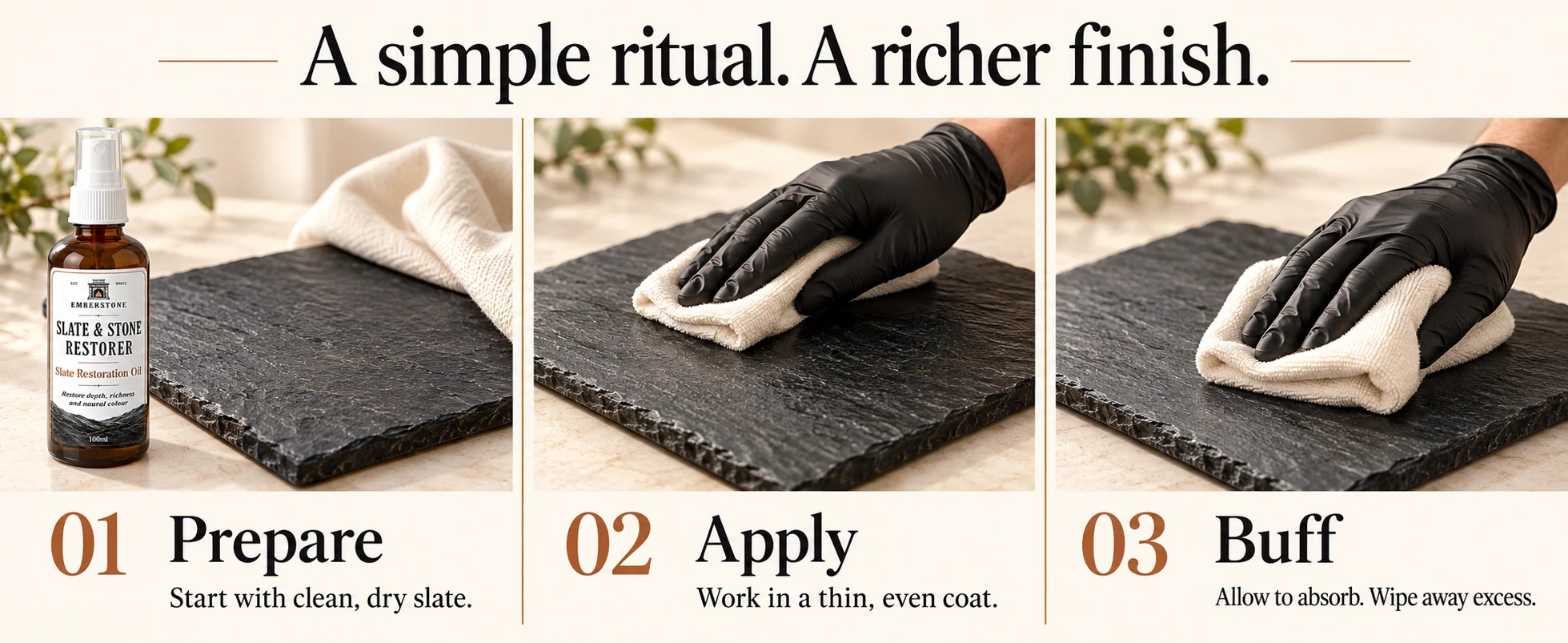 Apply lightly, allow to penetrate, and buff away excess.